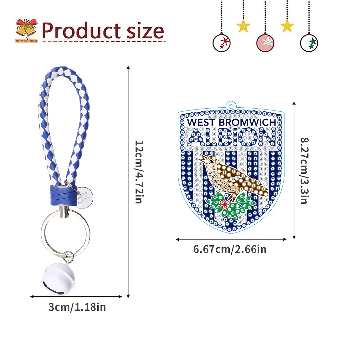 【Upgrade】DIY West Bromwich Albion F.C. Logo Double Sided Rhinestone Painting Keychain Pendant for Adult