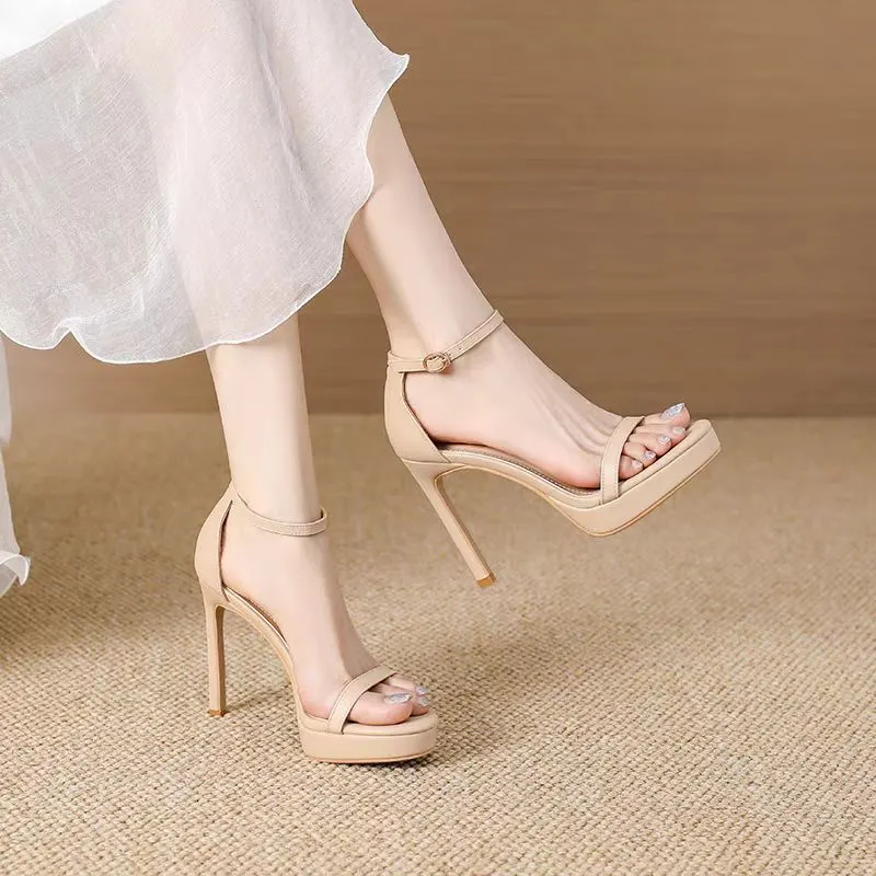 Breakj Breakj New Summer Net Red High Heels With Sexy 12Cm Fine And Silver Waterproof Table Sandals Woman
