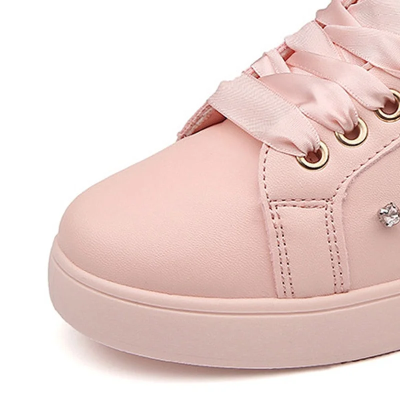 2020 Fashion Sneakers Women Flats Rhinestone Woman Casual Shoes Soft Women's Sneakers Ladies Brand Shoes Pink Black White
