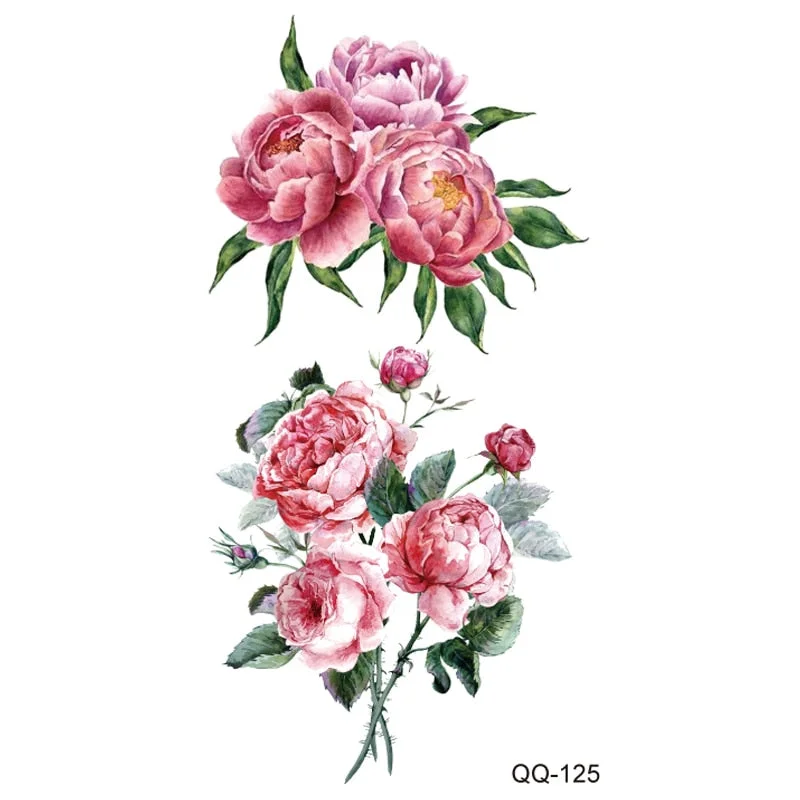 Small Waterproof Temporary Tattoo Sticker Colorful Feather Flower Leaves Planet Moon Women Body Art Wrist Neck Fake Tattoos Men