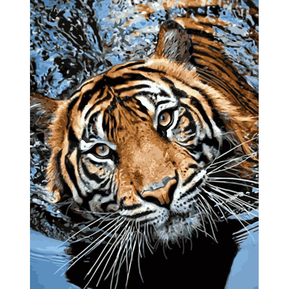

40x50cm - Paint By Numbers Swimming Tiger, 501 Original
