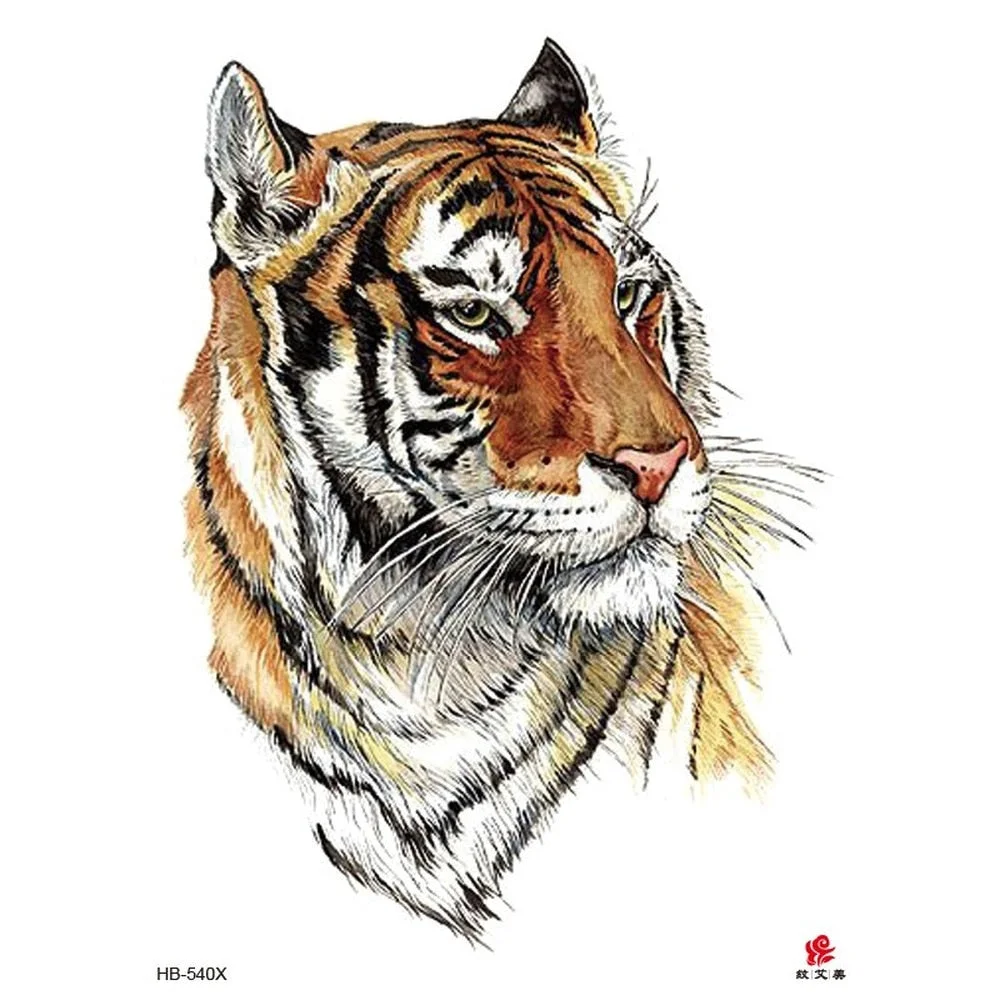 Lion Tiger Cool Temporary Tattoo Sticker Fashion Wolf Waterproof Animal Body Art Arm Tatto Fake Removable Tatoo for Men Women