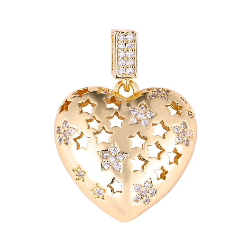 1 Piece Copper Zircon Four Leaf Clover Round Heart Shape Pendant Jewelry Accessories