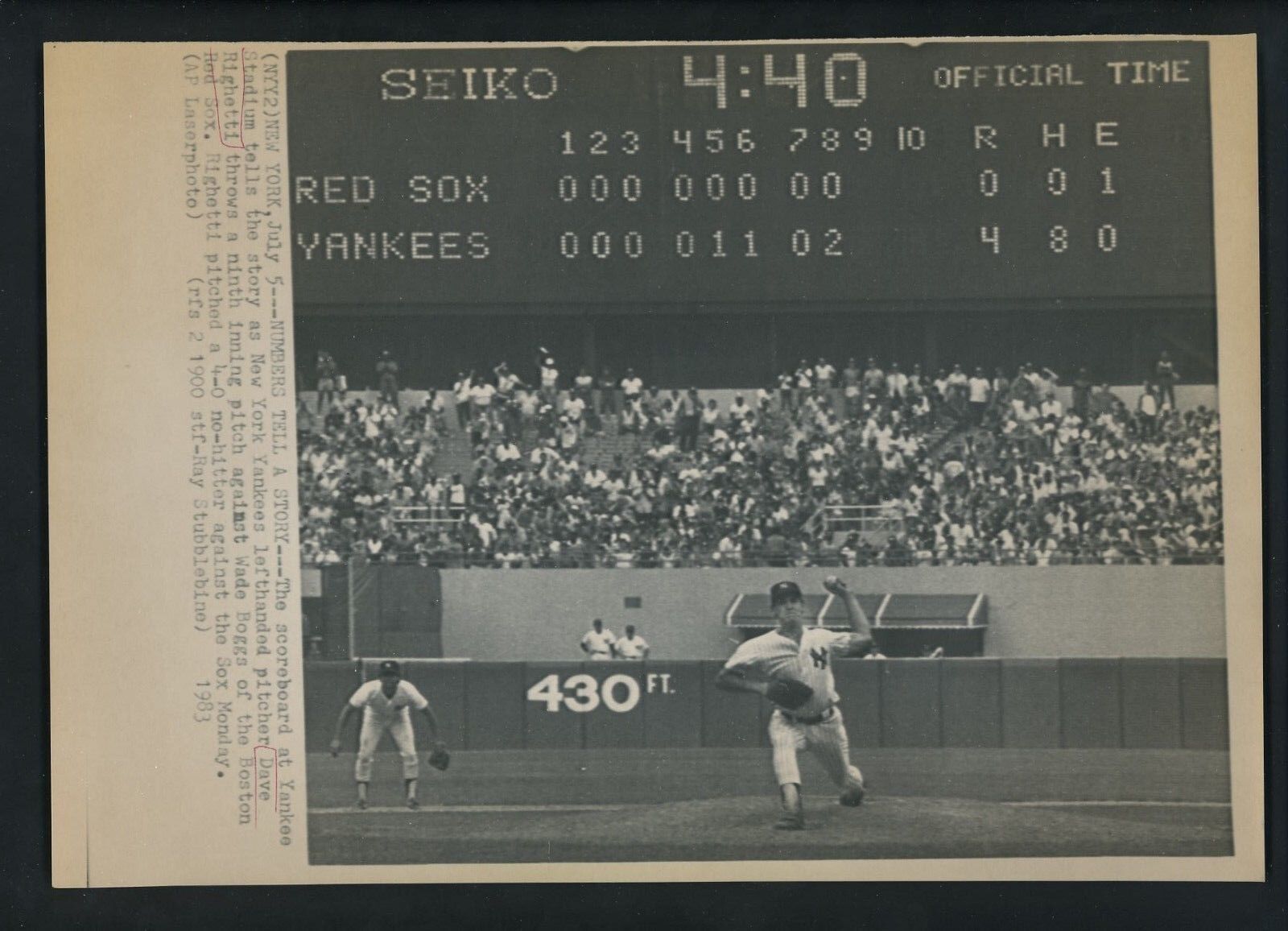 Dave Righetti Lot of 18 Press Wire Photo Poster paintings New York Yankees