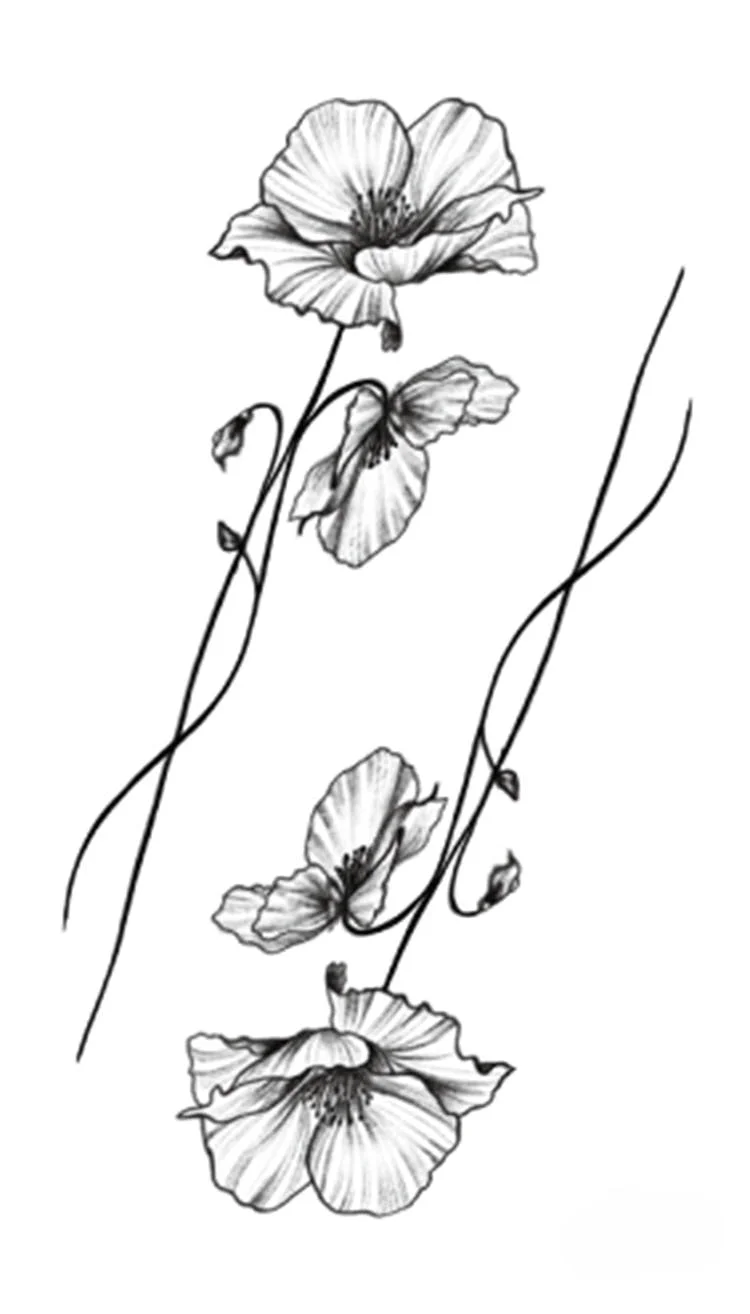 Waterproof Temporary Tattoo Stickers Black Somnus Flower Plant Small Size Tatto Flash Tatoo Fake Tattoos for Man Kid Girl Women