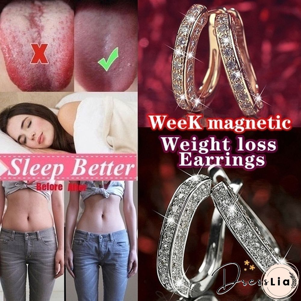 Exquisite Fashion 925 Silver Diamonds Stainless Steel Earrings European and American Women's Earrings Health Care Weight Loss Earrings 100% Surprise Yoga Energy Slimming Earring