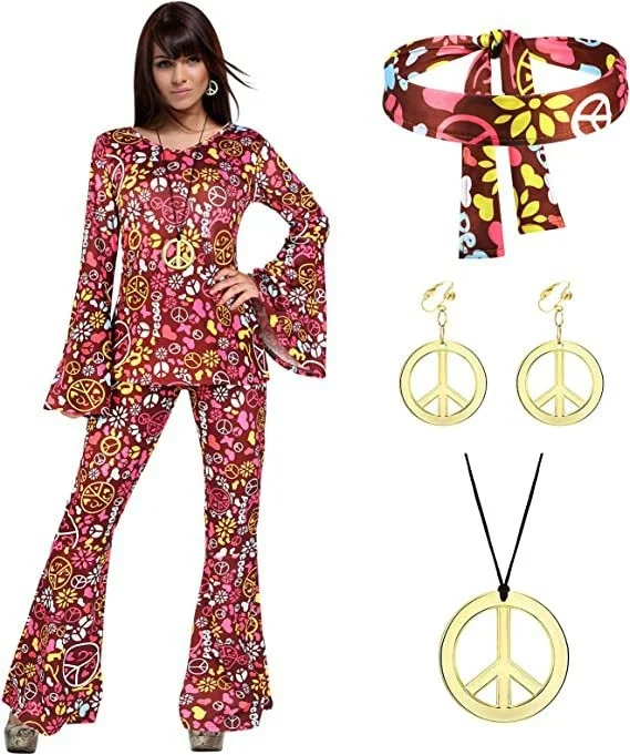Athvotar Athvotar Halloween Women's Print Tops T Hongha Horn Pants Set + Headscarf