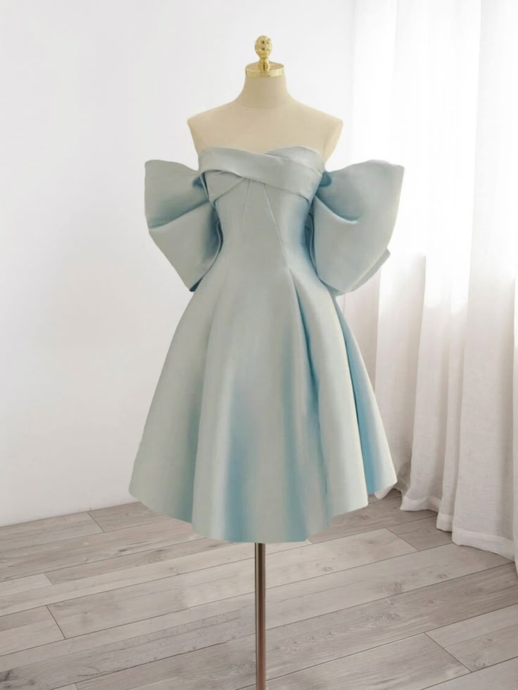 Elegant Straight Across Bow-Knot Satin Mini Homecoming Dress HC0177