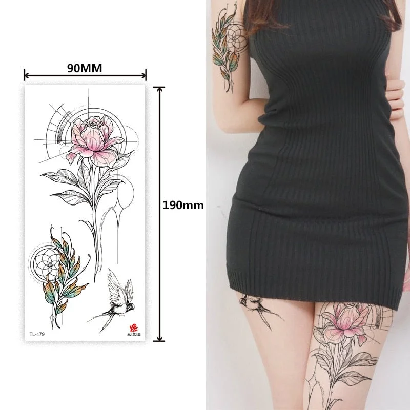 Flower animal totem romantic beautiful bird fragrance waterproof lasting men and women personality temporary tattoo stickers