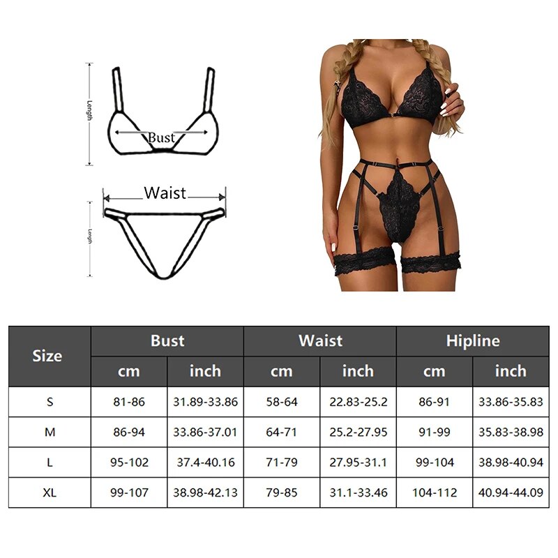 Floral Lace Transparent Lingerie Set for Women