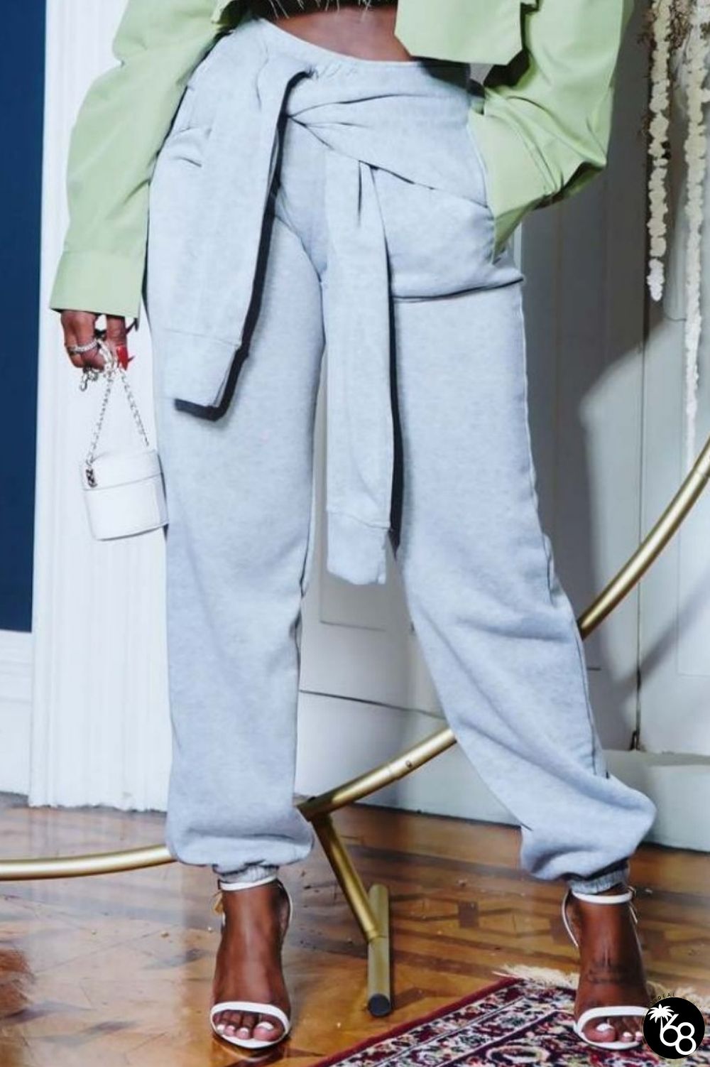 Grey Casual Solid Patchwork Regular Mid Waist Conventional Solid Color Trousers | 168DEAL