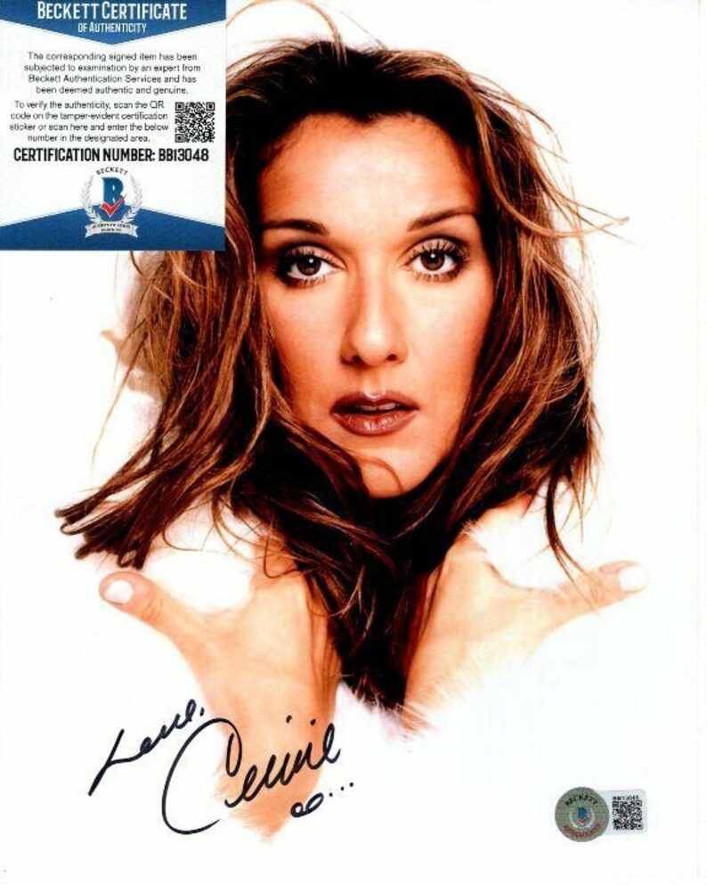 Celine dion signed 8x10 Photo Poster painting beckett bas