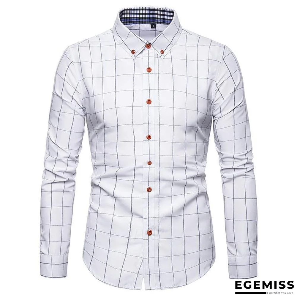 Spring/Autumn Mens Long Sleeve Plaid Cotton Shirts | EGEMISS