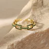 Bling Green White Rhinestone Golden Ring