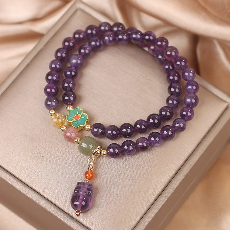 Natural Amethyst Pixiu Wealth Bracelet