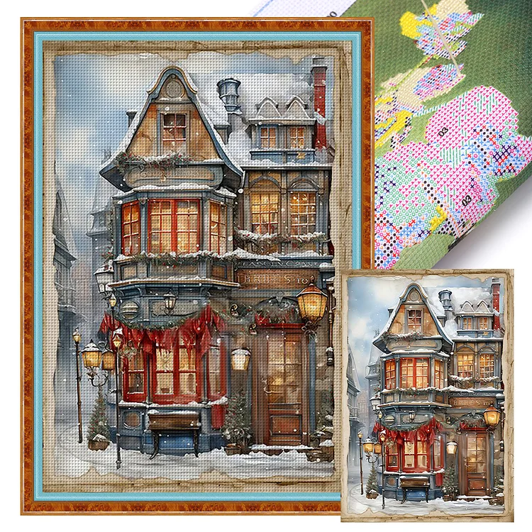 『HuaCan』Winter Cottage  - 11CT Stamped Cross Stitch(40*60cm)