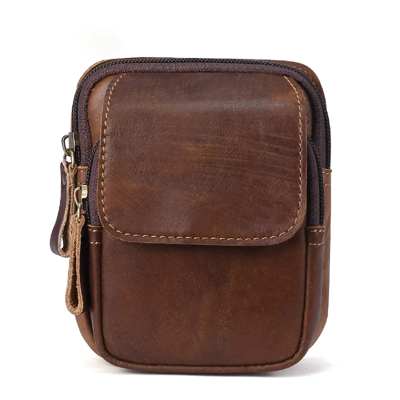 Men's Leather Outdoor Leisure Multifunctional Bag Wearing Belt Mobile Phone Waist Bag