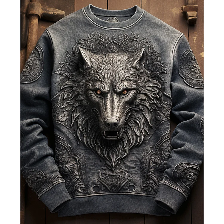 Art Wolf Head Hooded Sweatshirt