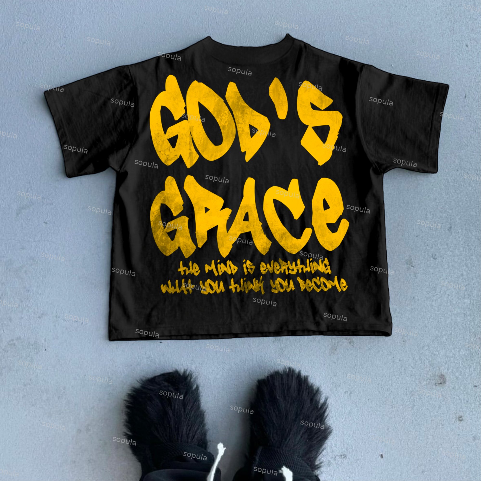 Mindstar - God's Wisdom Print Pattern Cotton T-Shirt