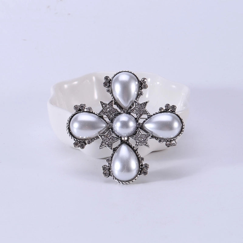 Pin Pearl Alloy Inlay Rhinestones Women’s Brooches