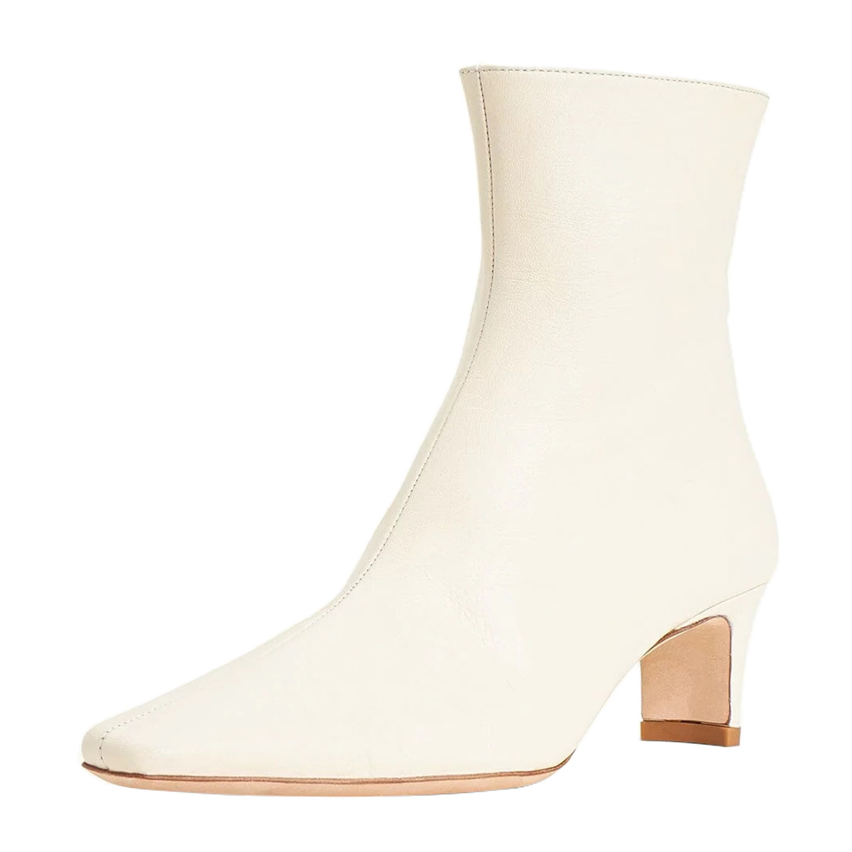 Ivory Vegan Leather Zipper Square Toe Block Heel Booties for Women Nicepairs