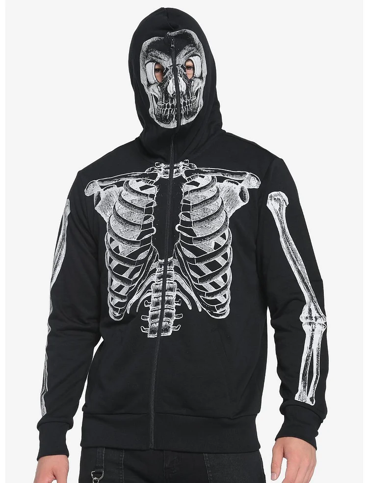3D Butterfly Skeleton Print y2k Men's  Full Zip Up Hoodie Coats-VESSFUL