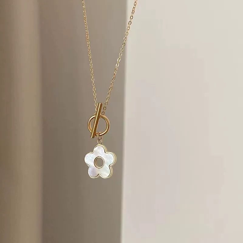Five Petal Flower Shell Gold-Plated Necklace