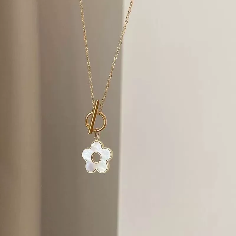 Five Petal Flower Shell Gold-Plated Necklace