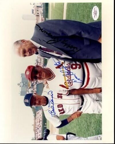 Bobby Brown Bobby Doerr Enos Slaughter Signed Jsa Certed 8x10 Photo Poster painting Autograph