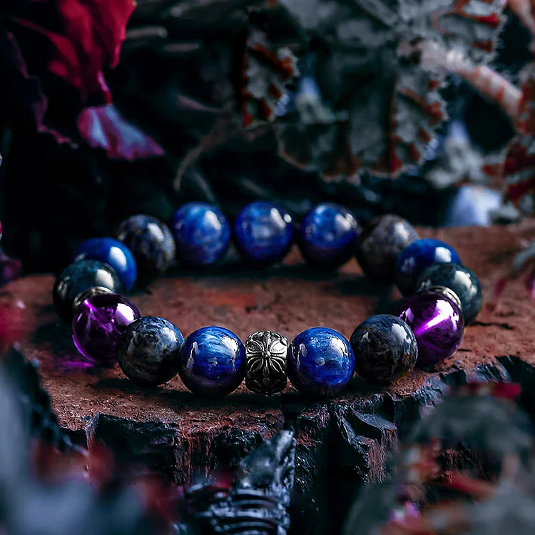 Olivenorma Men Lapis Lazuli Amethyst Pietersite Beads Bracelet