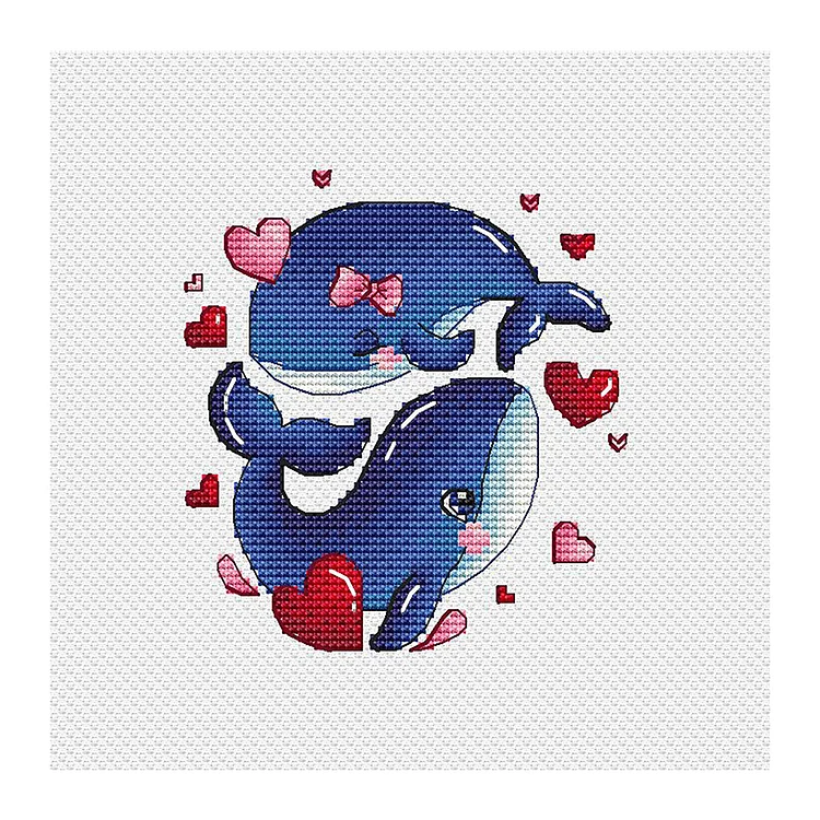 【Huacan Brand】Love - Dolphin Love 11CT Stamped Cross Stitch 30*30CM