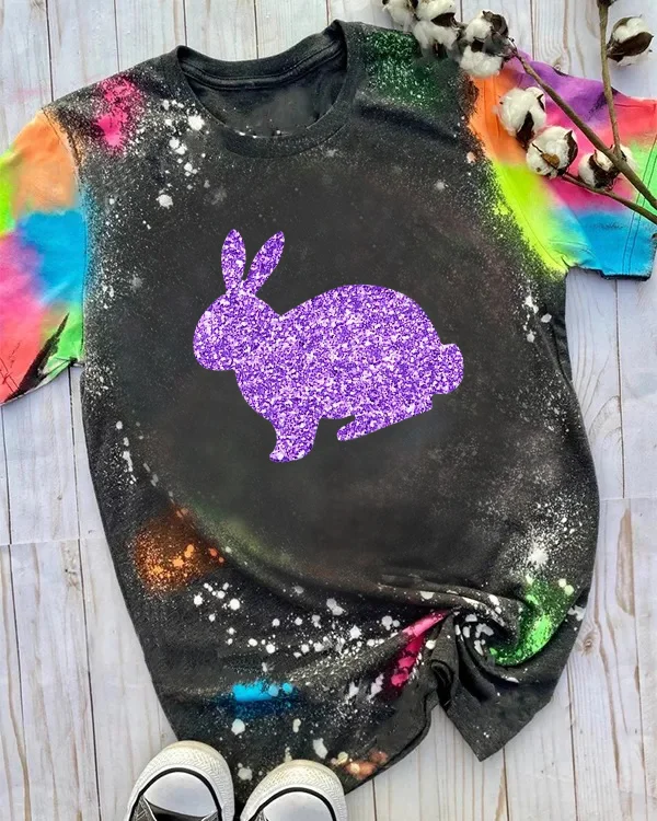 Colorful Glitter Easter Bunny T-Shirt