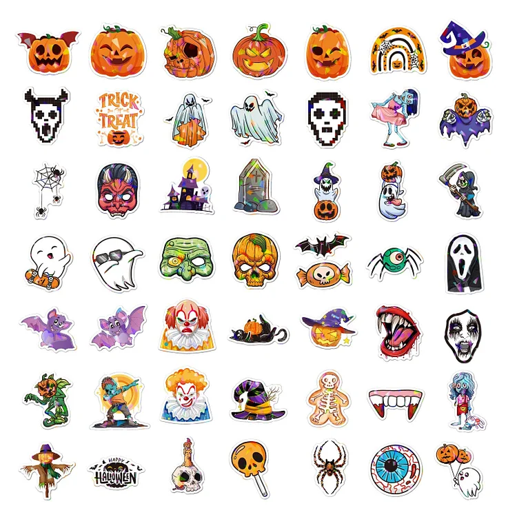 58 Pcs Happy Halloween Stickers Junk Journal Stickers Scrapbooking