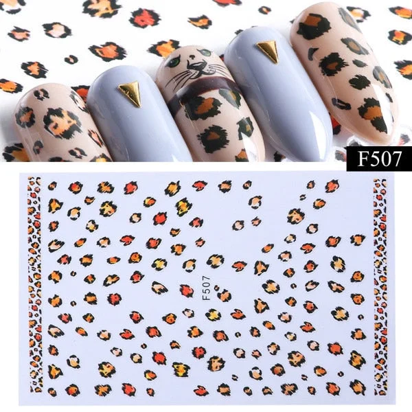 Nail Stickers Back Glue Sexy Leopard Snakeskin Pattern Designs Nail Decal Decoration Tips For Beauty Salons-Nail Inspo
