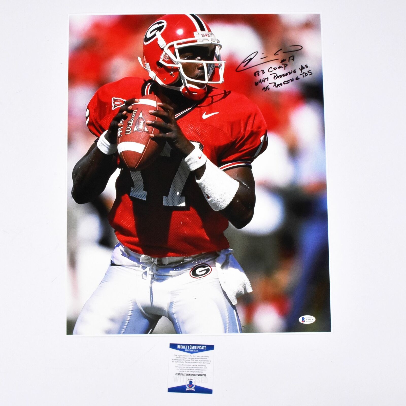 Quincy Carter Signed 16x20 Georgia Bulldogs Photo Poster paintinggraph Inscribed