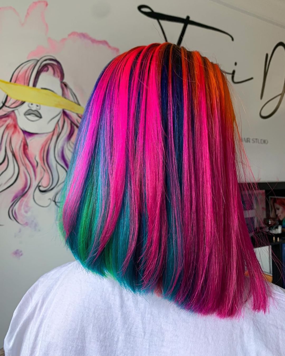 US Mall Lifes® | (✨NEW)HIDDEN RAINBOW PURPLE COLORFUL COLORSHAIR WIG 100% High-Density WIG US Mall Lifes