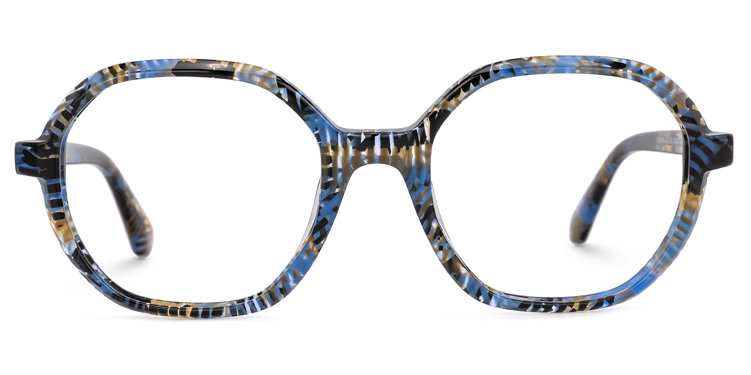 Selma Blumendruck-Blau Geometrisch Brille Blumendruck-Blau