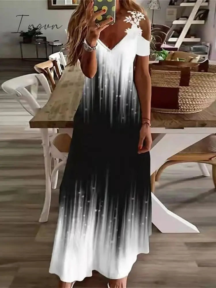 Ingvn - Women’s Long Dress Maxi Casual A Line Floral Print Ombre Fashion Outdoor Daily Holiday