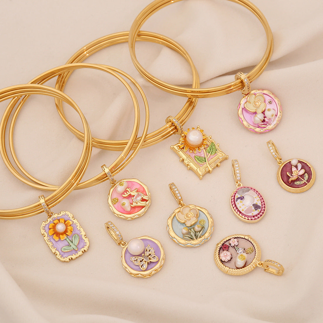 French Retro Oil Drip Bracelet Personality Diy Stainless Steel Jewelry B633