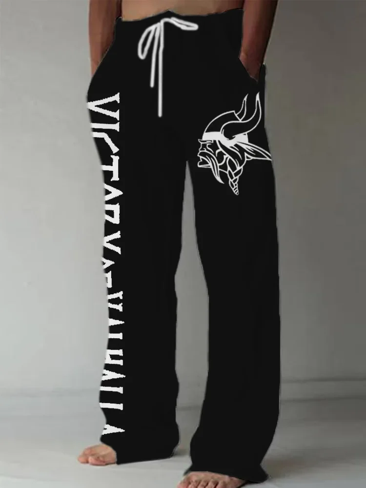 Men's Victory Or Valhalla Vikngs Drawstring Casual Pants