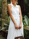 Hollow Lapel Collar Maxi Dress