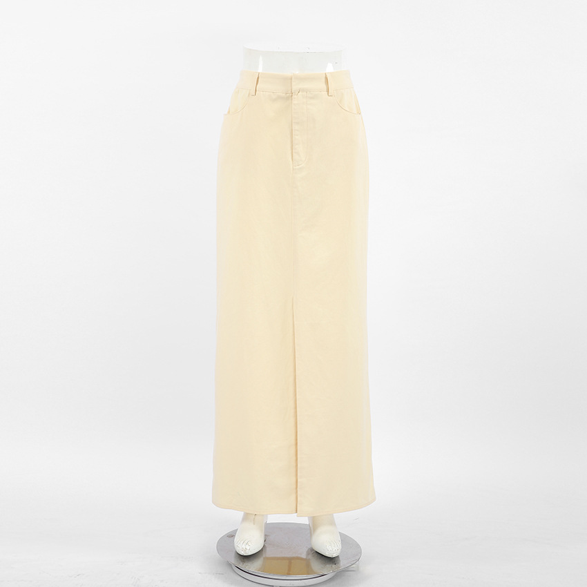 Ootddress High Waist Fashion Split Maxi Skirt For Women Patchwork Pocket Casual High Street Long Skirt Female Zipper Slim Maxi Skirt