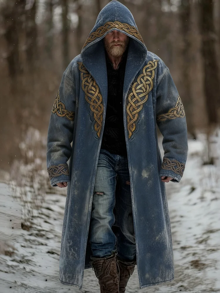 Viking Celtic Knot Wolf Totem Printed Hooded Jacket