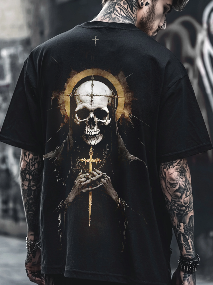 Satanic Skull Devil Dark Golden Demon Digital 3D Printed Unisex Casual T-shirt / Rvogue / Rvogue