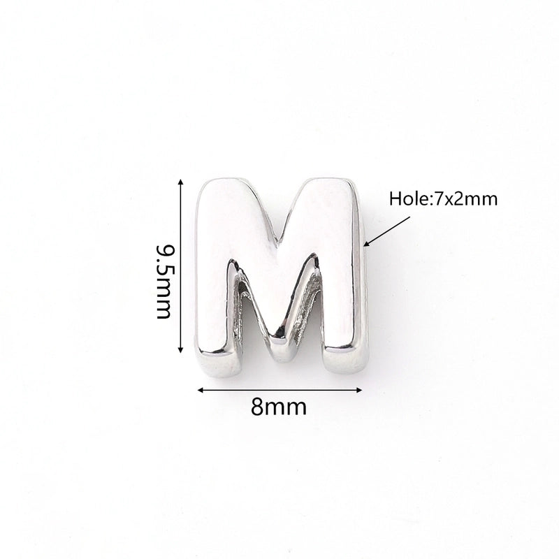 1 Pc/Package 9.5x6mm 9.5×7.5mm 9.5x8mm 7x2mm Copper White Gold Plated Letter Bubble Polished Beads