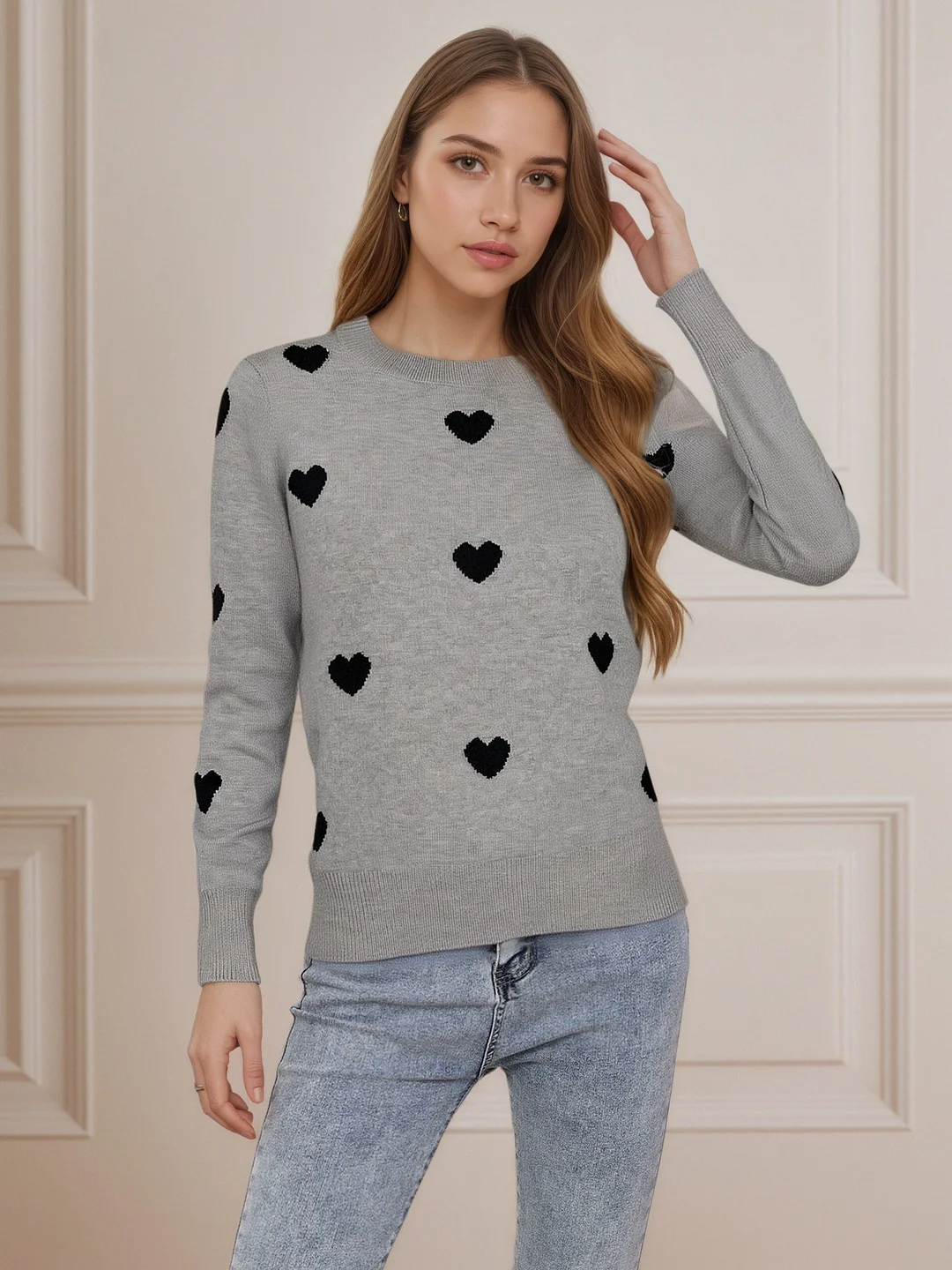 Athvotar Athvotar And Winter New Valentine's Day Sweater Women's Design Love To The Girl With The Collar Knitted Shirt