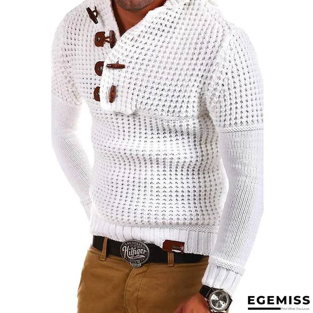 Mens Casual Fit Slim Knitted Sweater-V-Neck Buckle Thick Warm Pullover Half-Zipper | EGEMISS