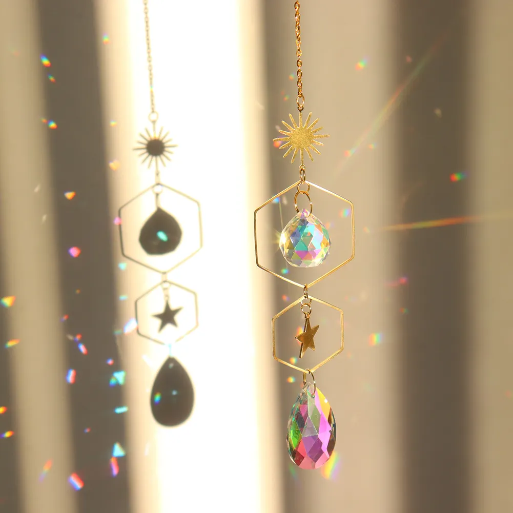 Crystal Wind Chime Ball Star Pendant Hanging Garden Xmas Party Decor (A)