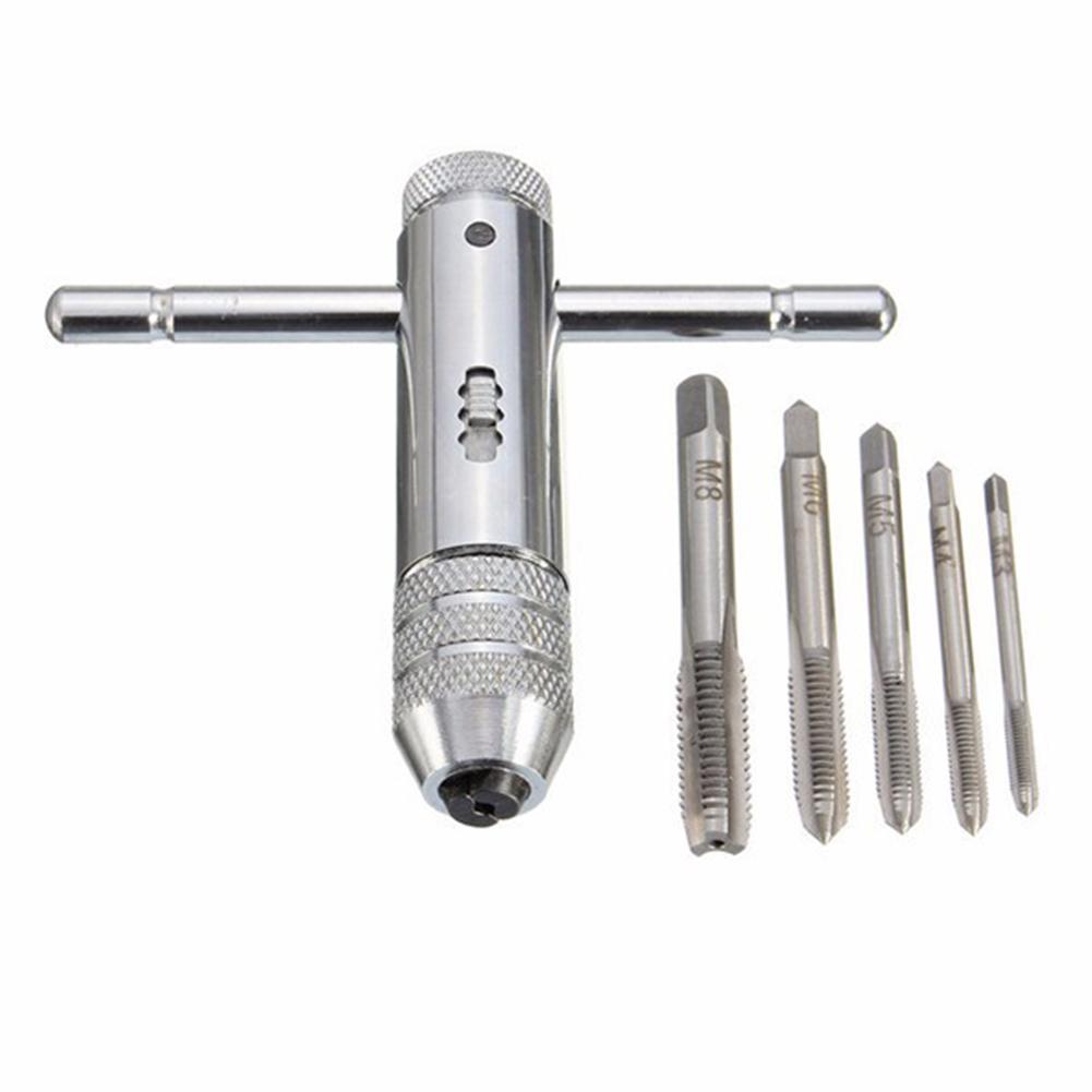 

5pcs T-handle Screw Tap Ratchet Taps with Spanner Wrench Drift Holder Set, 501 Original