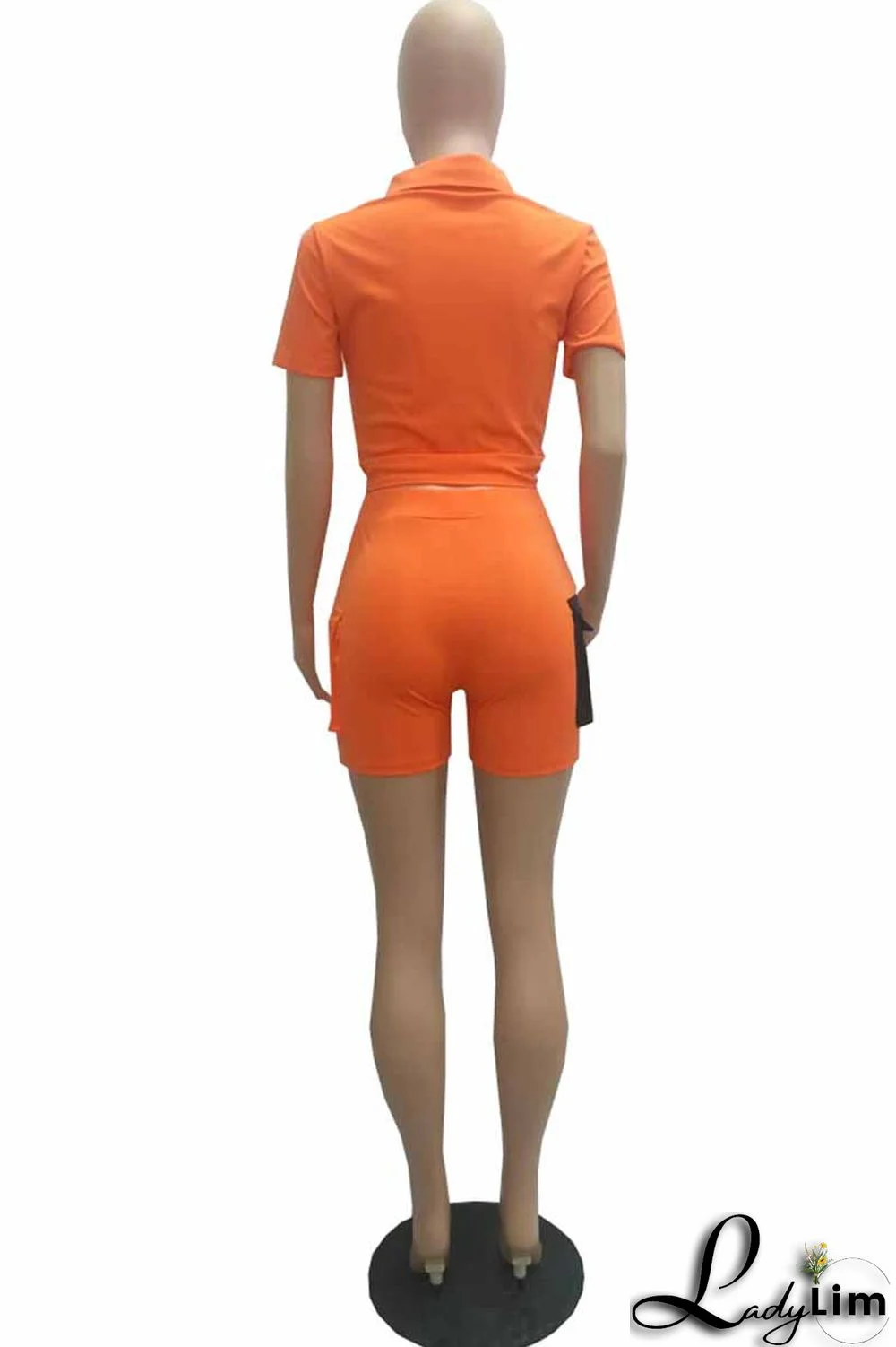 Orange Street Print Patchwork Letter Turndown Collar Short Sleeve Two Pieces